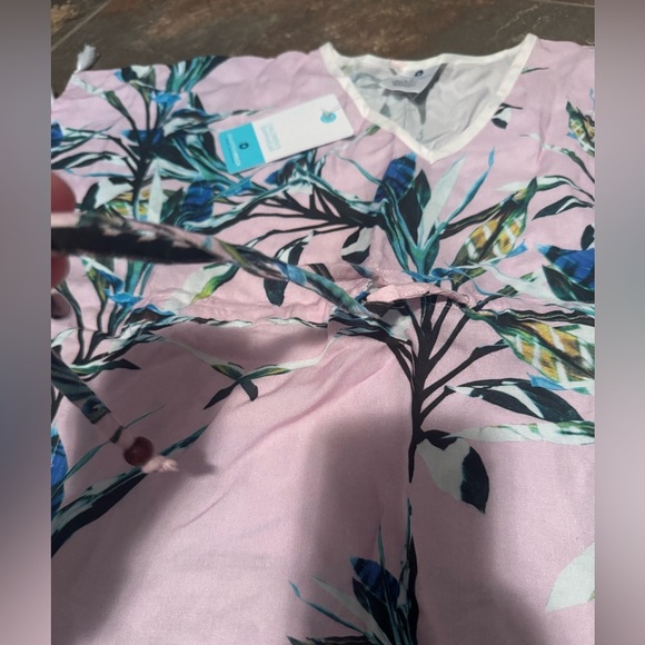 NWT 2T Pink Tropical Print Cover-Up with Tassels- fits 1-2 years with drawstring - Picture 2 of 9